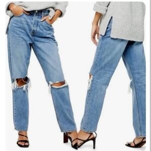 TOPSHOP Double Ripped Knee Dad Jeans